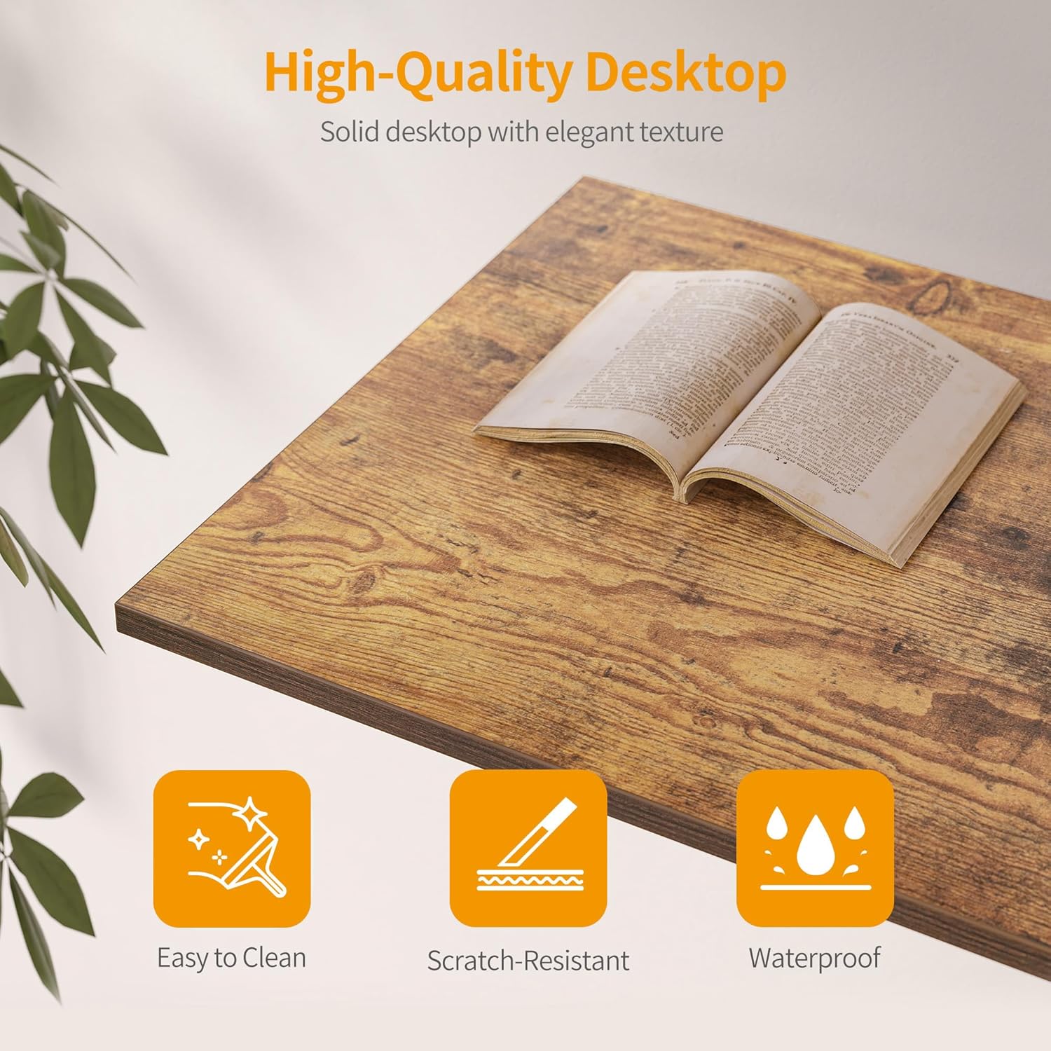 CubiCubi Computer Desk 47" Study Writing Table for Home Office, Modern Simple Style PC Desk, Black Metal Frame, Deep Brown - Image 6