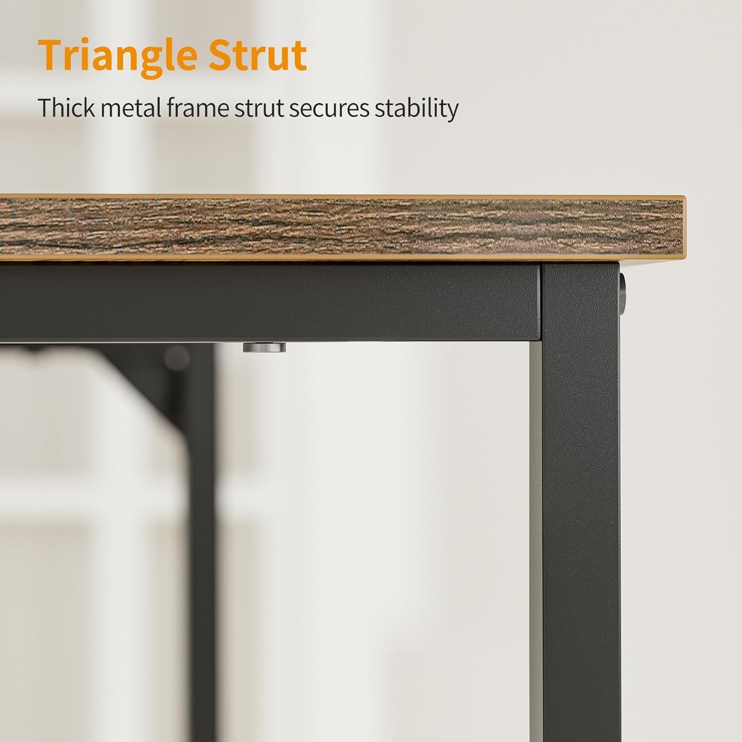 CubiCubi Computer Desk 47" Study Writing Table for Home Office, Modern Simple Style PC Desk, Black Metal Frame, Deep Brown - Image 7