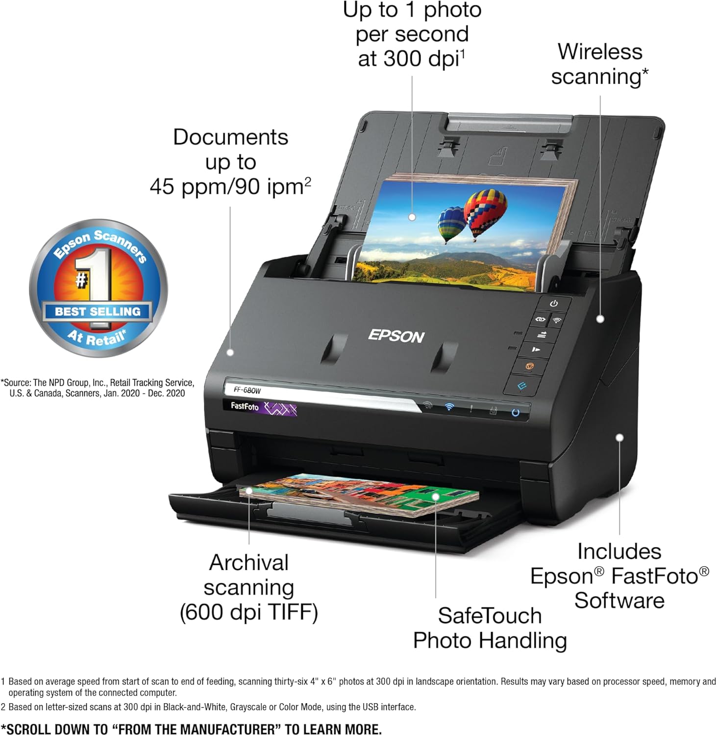 Epson FastFoto FF-680W Wireless High-Speed Photo and Document Scanning System, Black - Image 4
