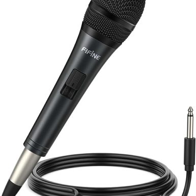 Fifine Karaoke Microphone, Dynamic Vocal Microphone for Speaker, 6.35MM Wired Handheld Mic with On and Off Switch and 14.8ft Detachable Cable-K6
