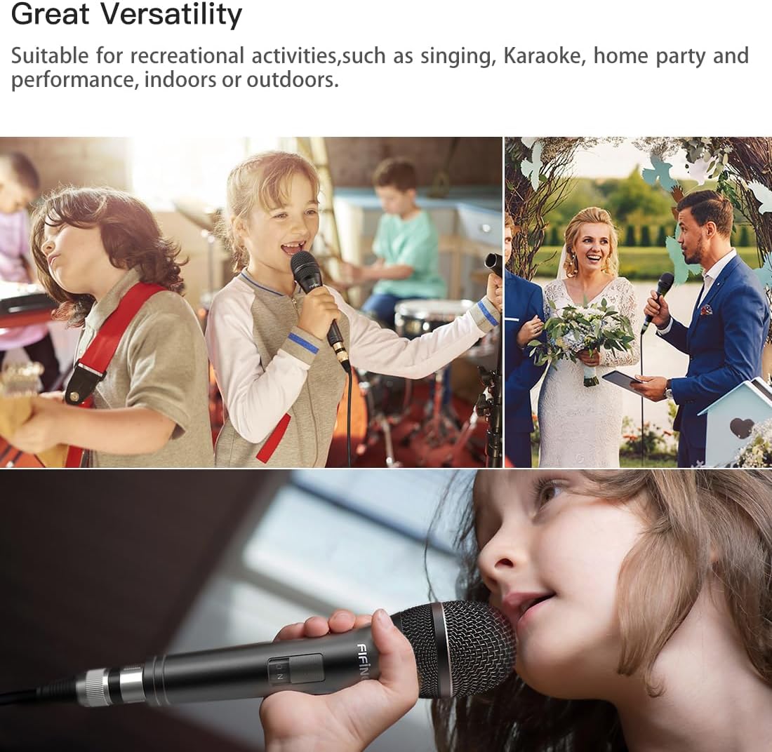 Fifine Karaoke Microphone, Dynamic Vocal Microphone for Speaker, 6.35MM Wired Handheld Mic with On and Off Switch and 14.8ft Detachable Cable-K6 - Image 6