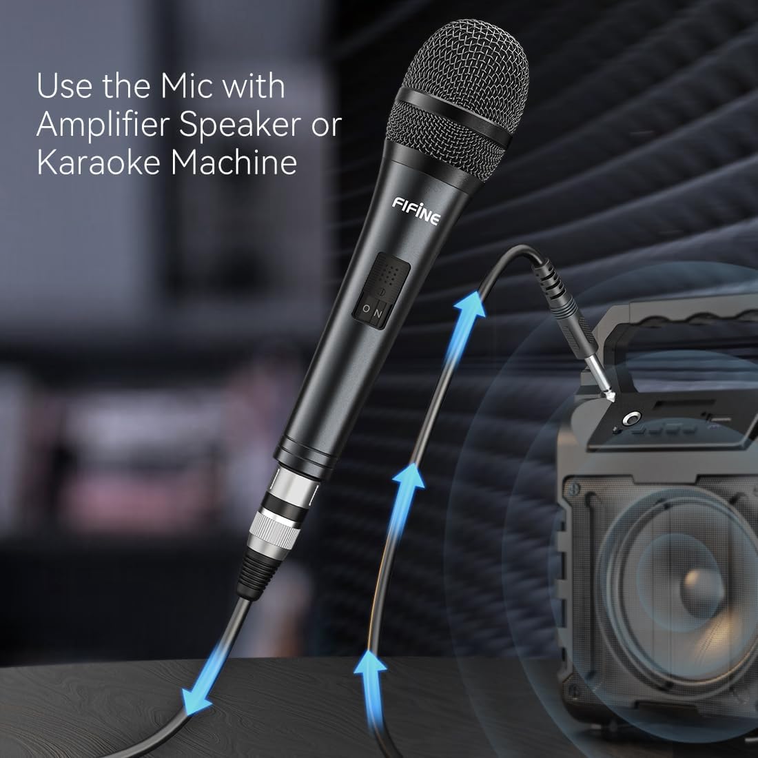 Fifine Karaoke Microphone, Dynamic Vocal Microphone for Speaker, 6.35MM Wired Handheld Mic with On and Off Switch and 14.8ft Detachable Cable-K6 - Image 7